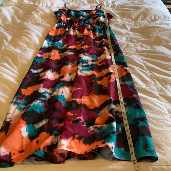 Loft Spaghetti Strap Ruffle Detail Multicolor Maxi Dress Petite Women’s Size 6 - Picture 11 of 11